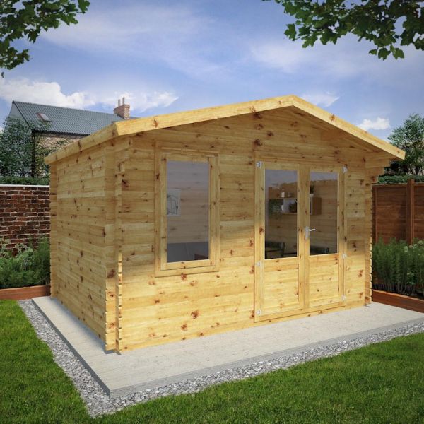 Mercia Retreat Log Cabin 4m x 3m - 44mm - Double Glazed