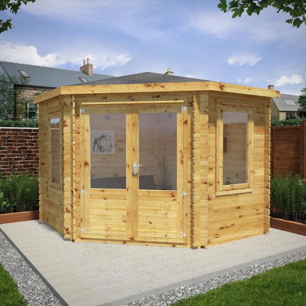 Mercia Corner Cabin 3m x 3m - 28mm - Double Glazed-58064 