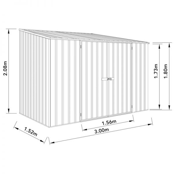 Absco Space Saver Pale Eucalyptus Metal Shed 3.0 x 1.52m