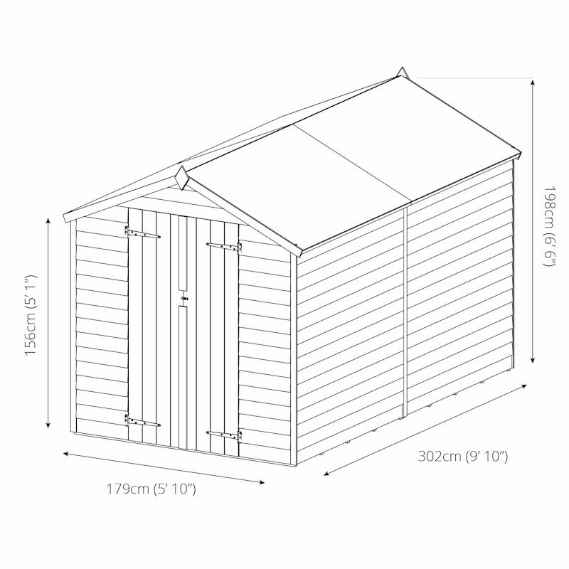 Mercia Overlap Apex Shed 10x6 - Windowless - One Garden