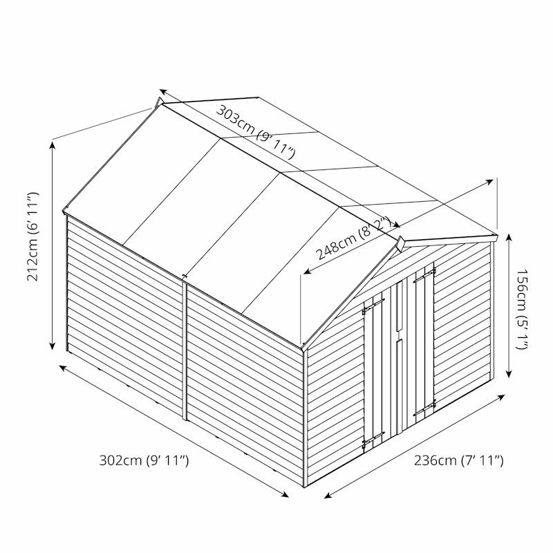 Mercia Overlap Apex Shed 10x8 - Windowless - One Garden