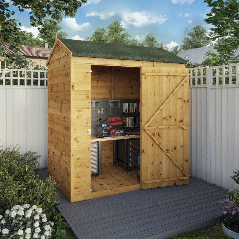 Mercia Shiplap Reverse Apex Shed 6x4 - Windowless - One Garden