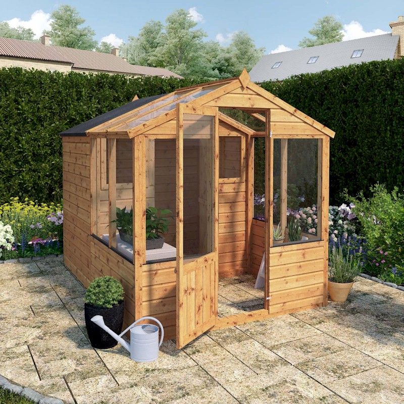 Mercia Traditional Apex Greenhouse Combi Shed 8x6 - One Garden