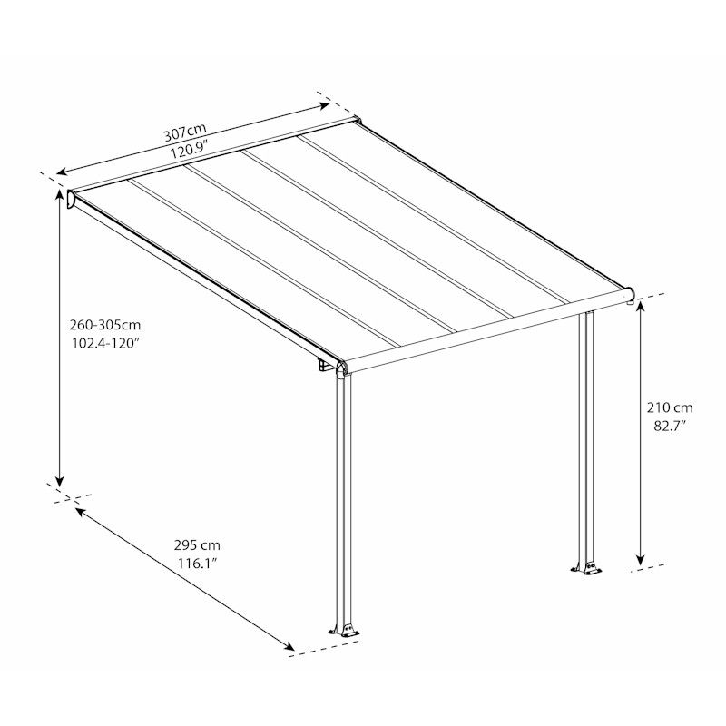 Palram - Canopia Olympia Patio Cover 3m x 3.05m Grey Clear - One Garden