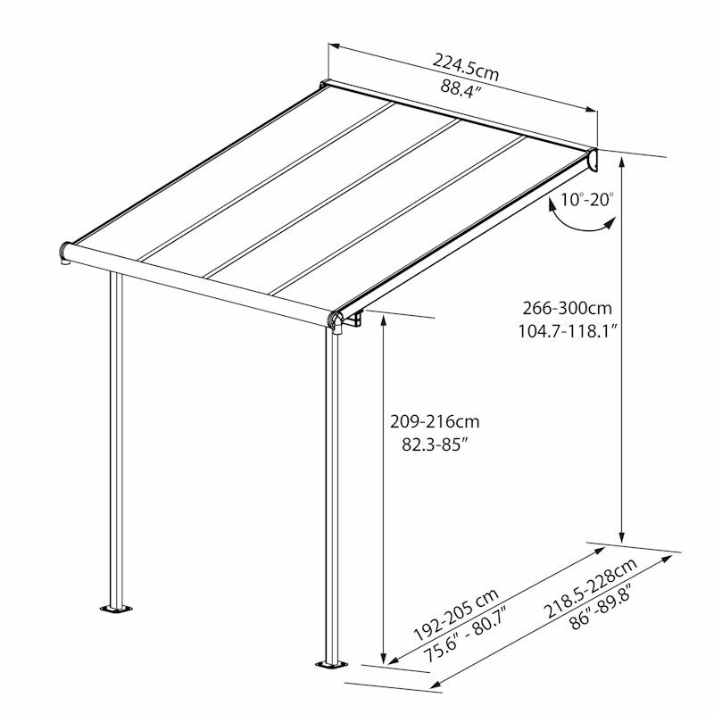 Palram - Canopia Sierra Patio Cover 2.3m x 2.3m Grey Clear - One Garden