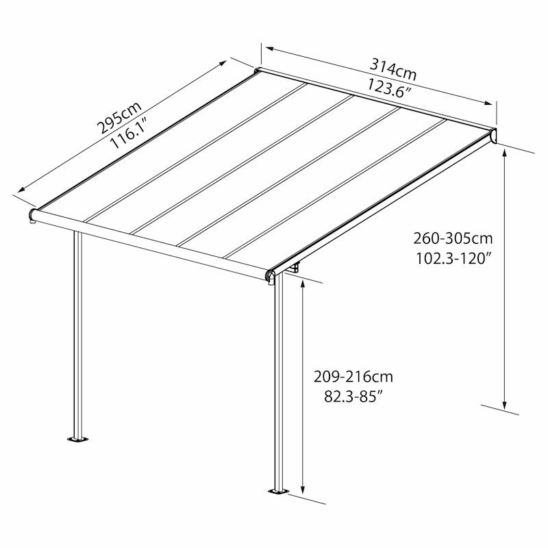 Palram - Canopia Sierra Patio Cover 3m x 3.05m Grey Clear - One Garden