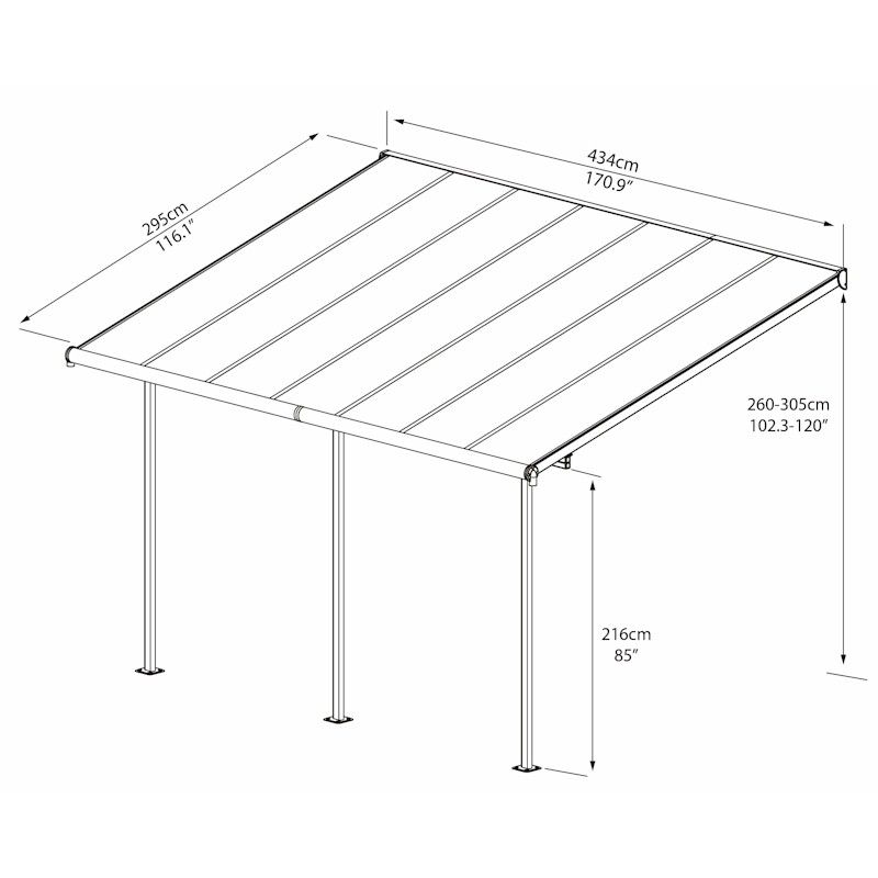 Palram - Canopia Sierra Patio Cover 3m x 4.25m Grey Clear - One Garden