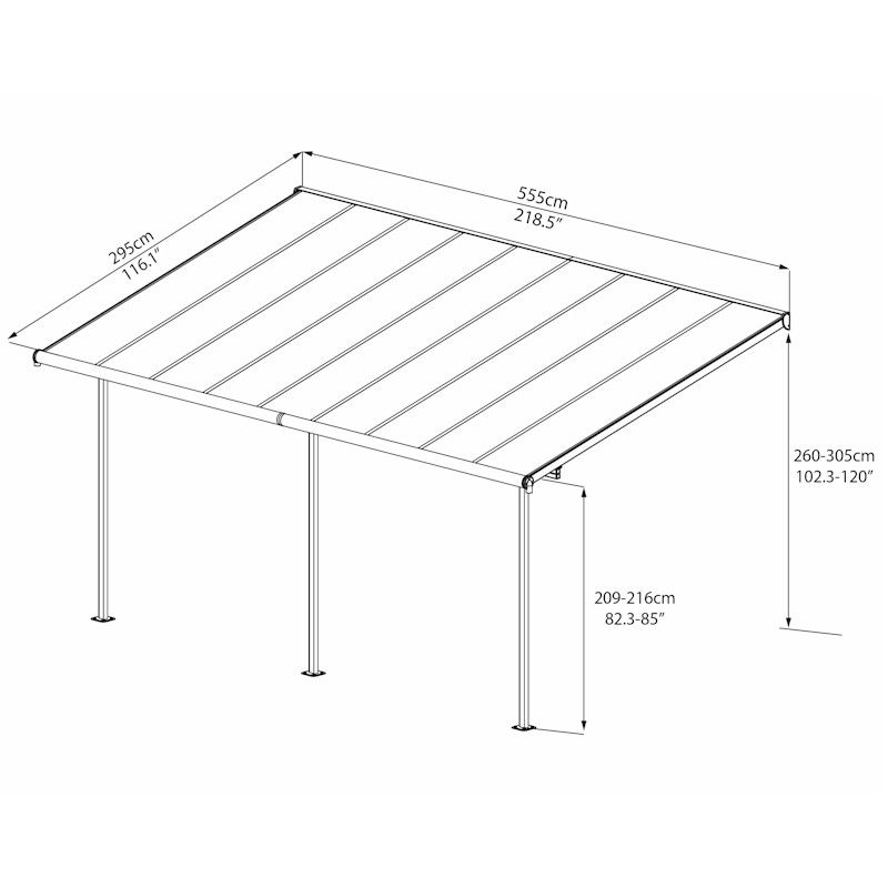 Palram - Canopia Sierra Patio Cover 3m x 5.46m Grey Clear - One Garden