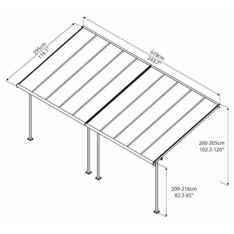 Palram - Canopia Sierra Patio Cover 3m x 6.10m Grey Clear - One Garden