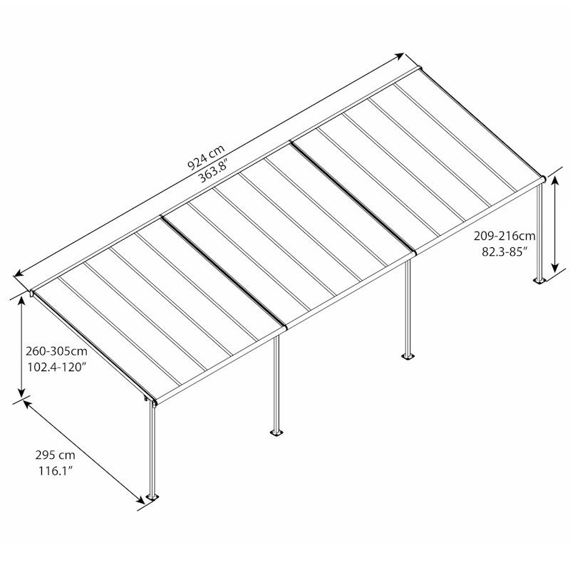 Palram - Canopia Sierra Patio Cover 3m x 9.15m White Clear - One Garden