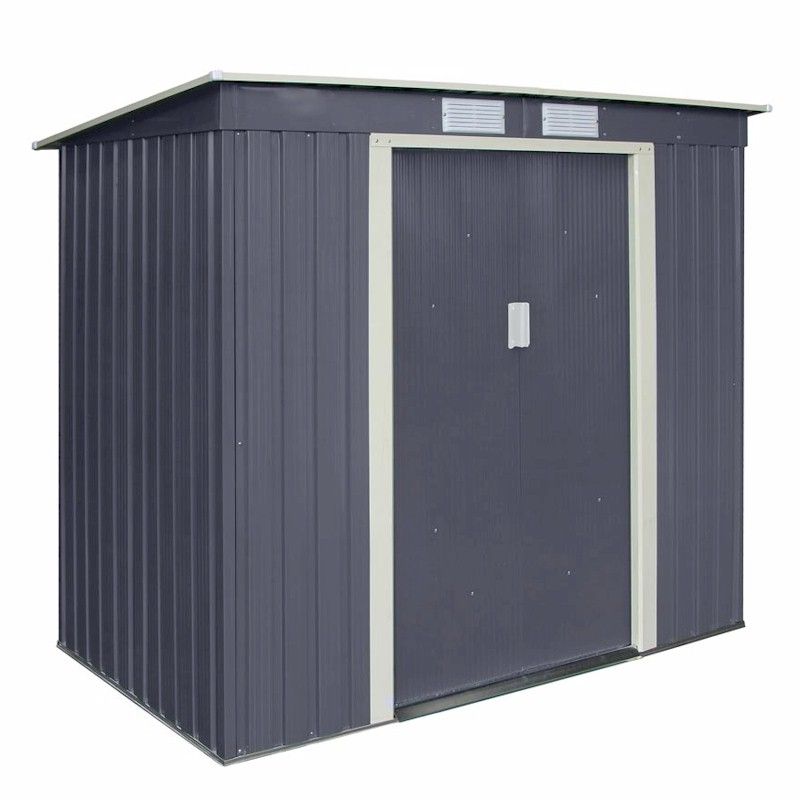 Rowlinson Trentvale 6x4 Metal Pent Shed - Dark Grey - One Garden