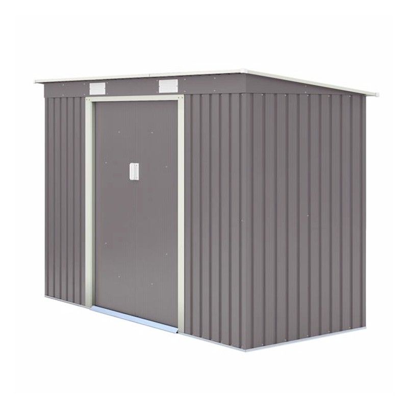 Rowlinson Trentvale 6x4 Metal Pent Shed - Light Grey - One Garden