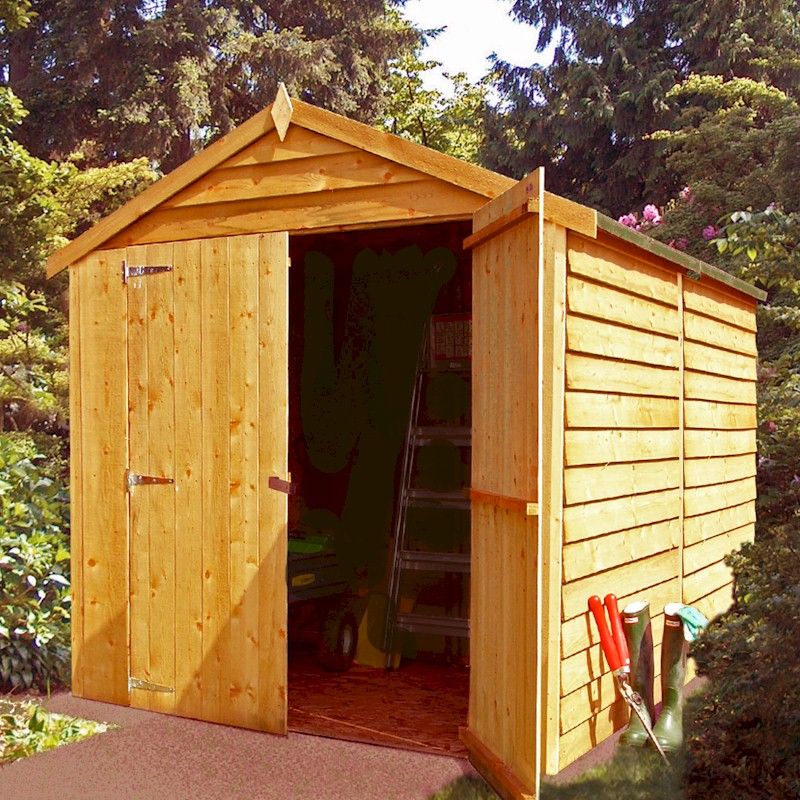 Shire Overlap Windowless Shed 8x6 With Double Doors - One Garden