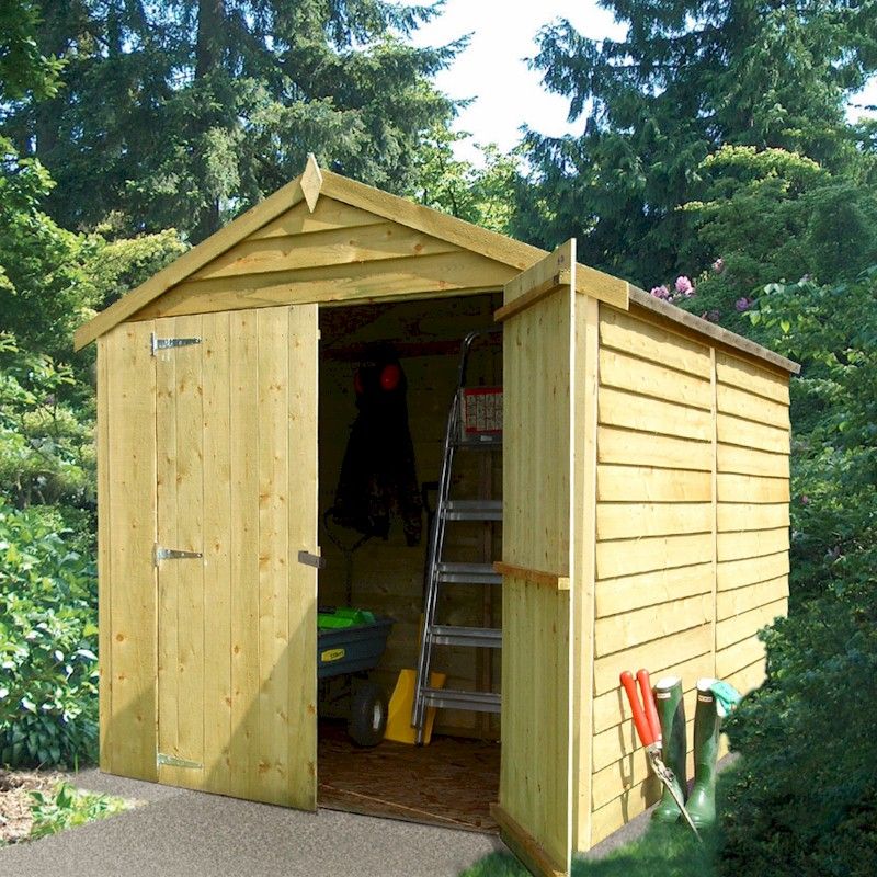 Shire Pressure Treated Overlap Shed 8x6 With Double Doors - One Garden