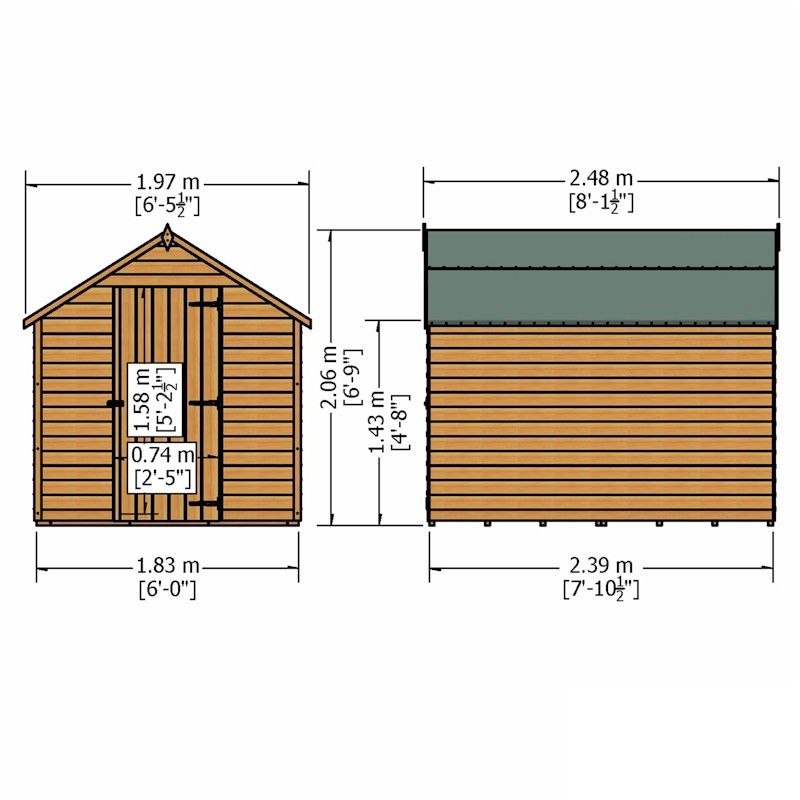 Shire Pressure Treated Value Overlap Apex Shed 8x6 One Garden 5822