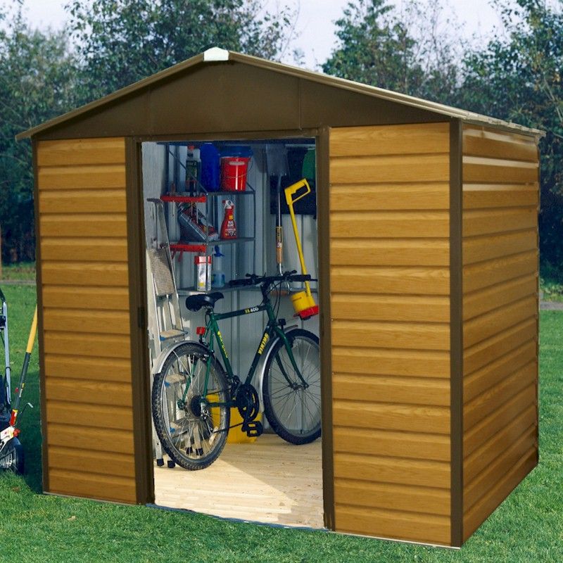 Yardmaster Woodgrain Shiplap 86WGL Metal Shed 2.26 x 1.86m - One Garden