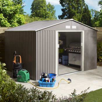 Rowlinson Trentvale 10x8 Metal Apex Shed - Light Grey image