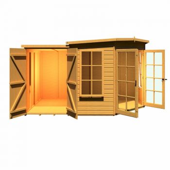 Shire Hampton Corner Summerhouse With Side Shed 8x12 image