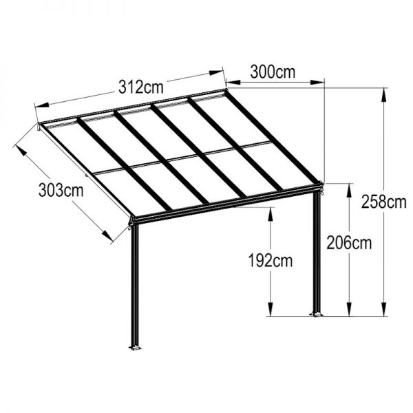 Kingston 10x10 Lean-To Carport Patio Cover - One Garden