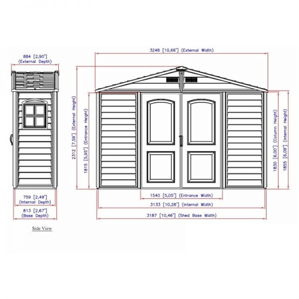 Saffron Vinyl Apex 10x3 Plastic Shed - One Garden