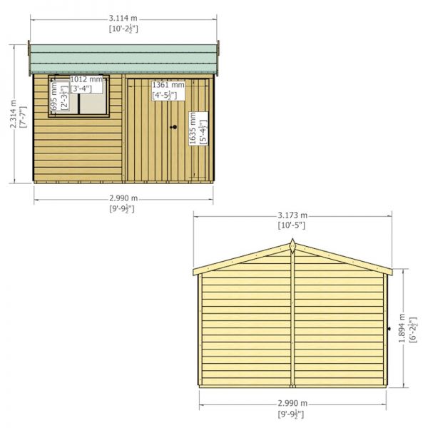 Shire Atlas Reverse Shed 10x10 with Double Doors