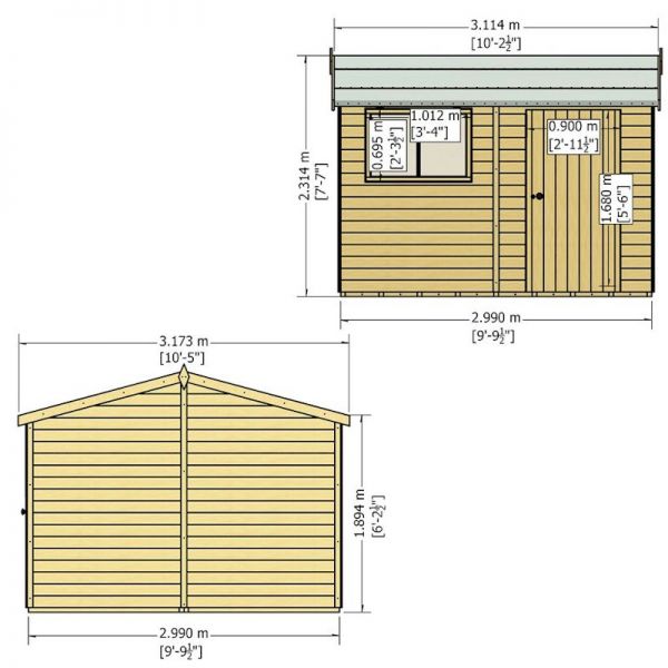 Shire Atlas Reverse Shed 10x10 with Single Door