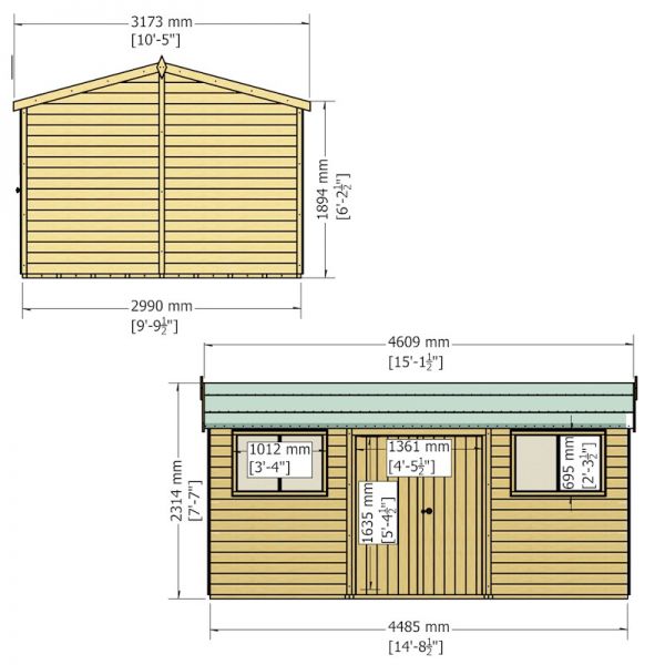 Shire Atlas Reverse Shed 10x15 with Double Doors