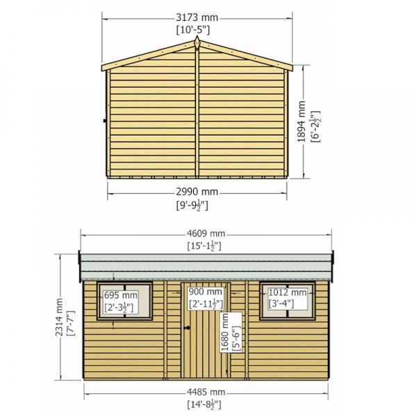 Shire Atlas Reverse Shed 10x15 with Single Door