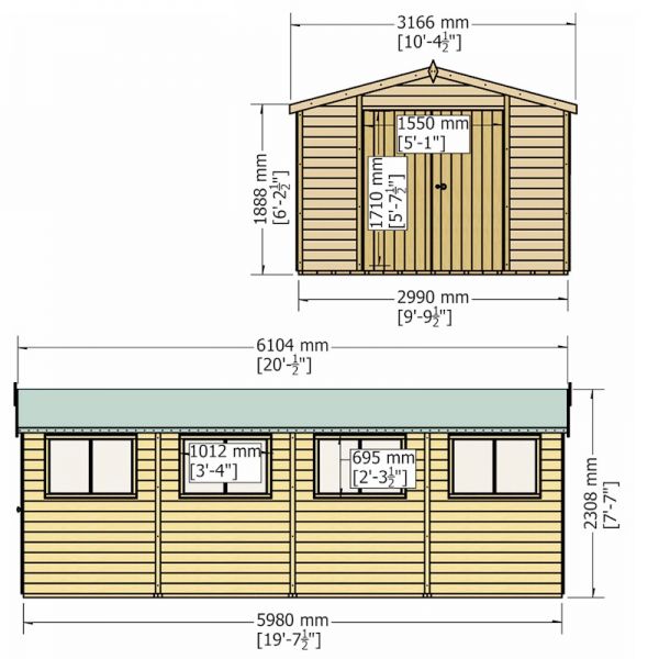 Shire Atlas Reverse Shed 10x20 with Single and Double Doors