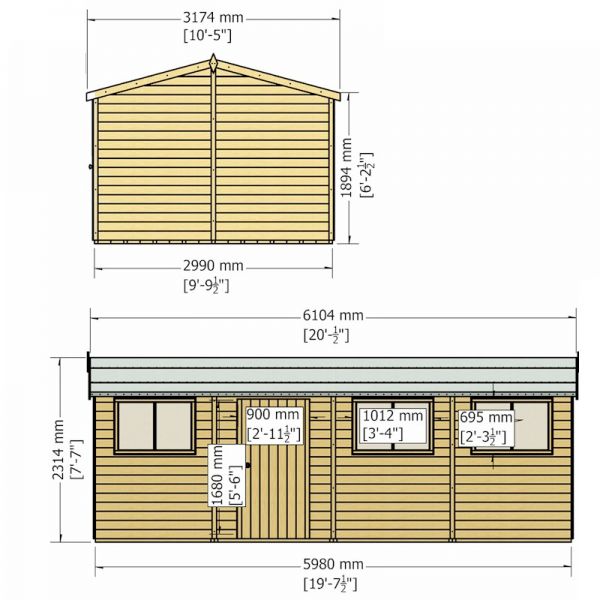 Shire Atlas Reverse Shed 10x20 with Single Door