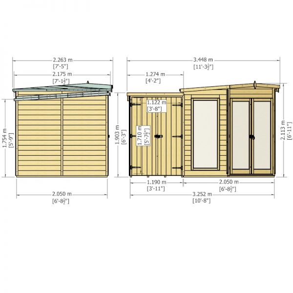 Shire Barclay Corner Summerhouse With Side Shed 7x11