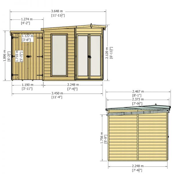 Shire Barclay Corner Summerhouse With Side Shed 8x12