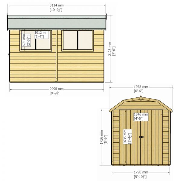 Shire Barn Shed 10x6 with Double Doors