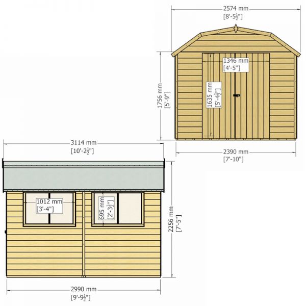 Shire Barn Shed 10x8 with Double Doors