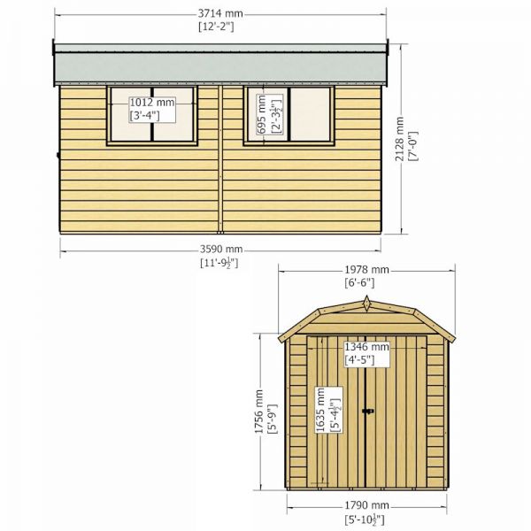 Shire Barn Shed 12x6 with Double Doors