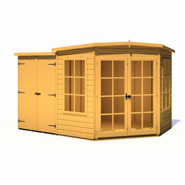 Shire Hampton Corner Summerhouse With Side Shed 7x11