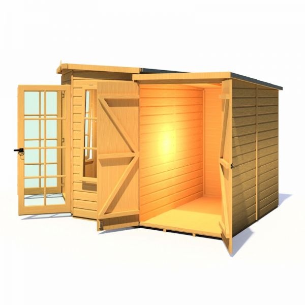 Shire Hampton Corner Summerhouse With Side Shed 7x11