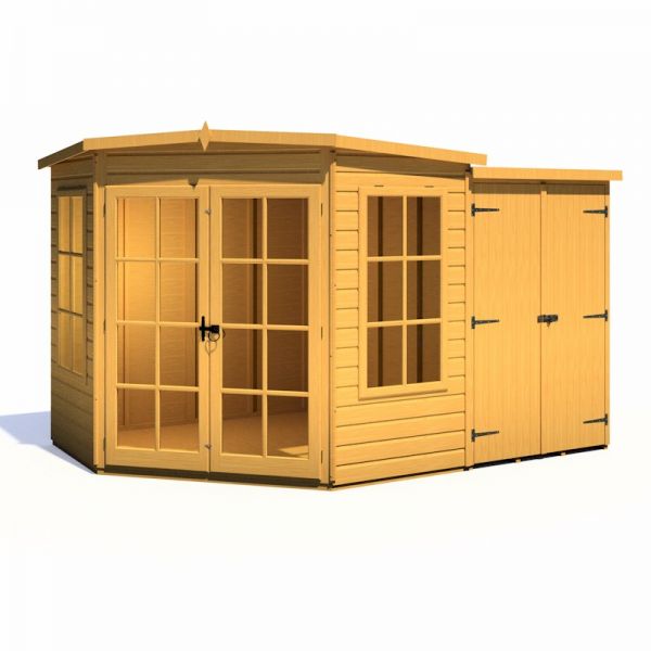 Shire Hampton Corner Summerhouse With Side Shed 7x11