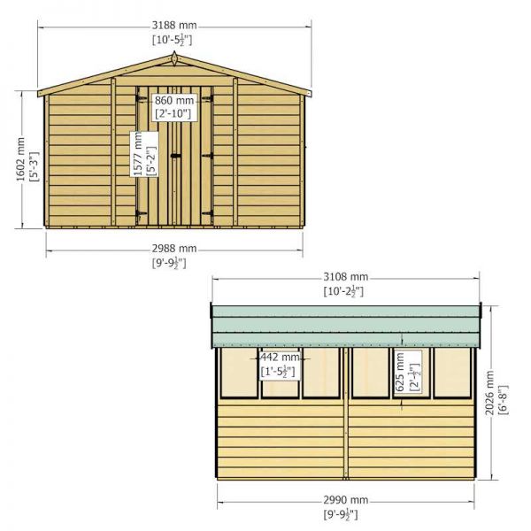 Shire Value Overlap Garden Shed 10x10 with Double Doors