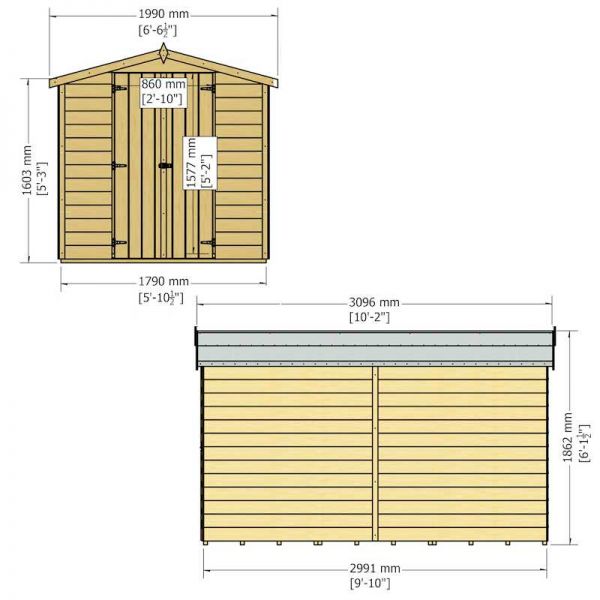 Shire Value Overlap Garden Shed 10x6 No Windows