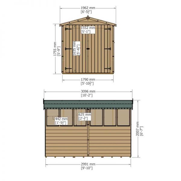 Shire Overlap Garden Shed 10x6 with Double Doors