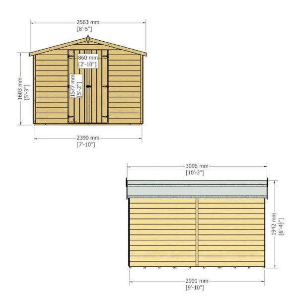 Shire Value Overlap Garden Shed 10x8 No Windows