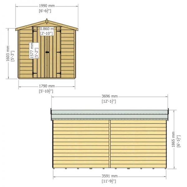 Shire Value Overlap Garden Shed 12x6 No Windows