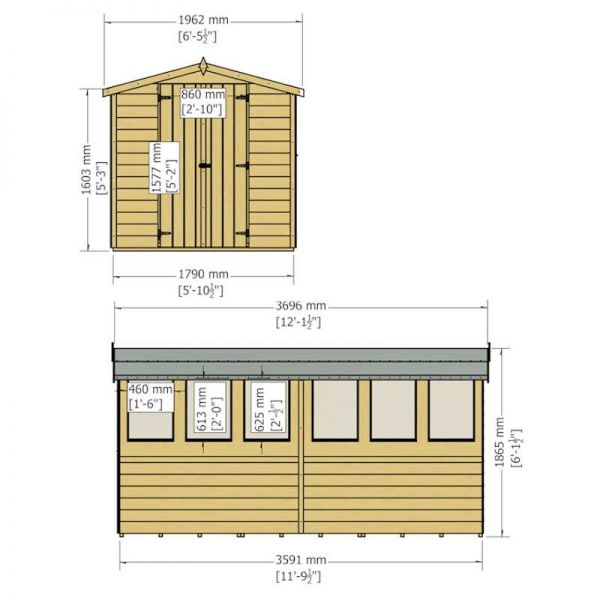 Shire Value Overlap Garden Shed 12x6 with Double Doors