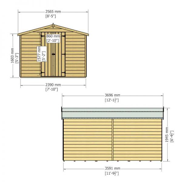 Shire Value Overlap Garden Shed 12x8 No Windows