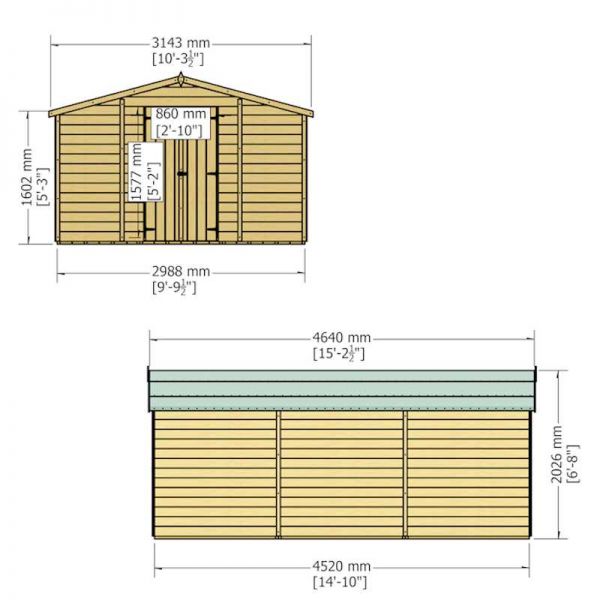 Shire Value Overlap Garden Shed 15x10 No Windows