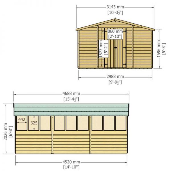 Shire Value Overlap Garden Shed 15x10 with Double Doors