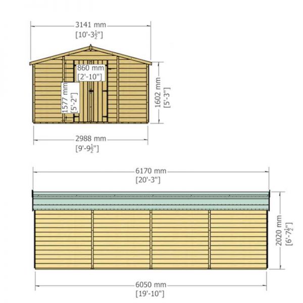 Shire Value Overlap Garden Shed 20x10 No Windows