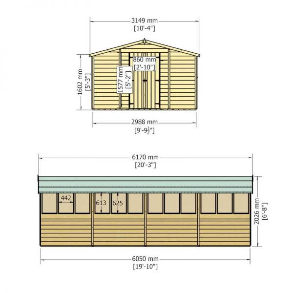 Shire Value Overlap Garden Shed 20x10 with Double Doors