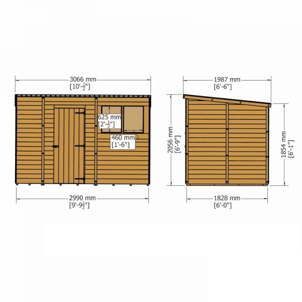 Shire Overlap Pent Shed 10x6